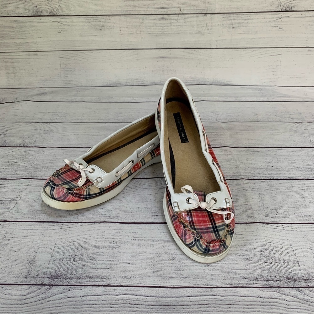 Tommy Hilfiger “Darla” Plaid Boat Shoes